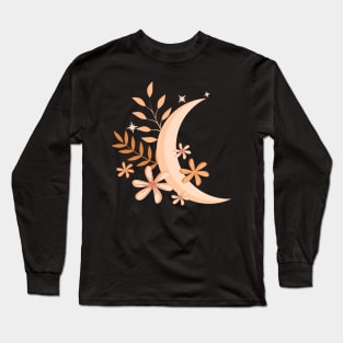 Moon, flowers and leaves Long Sleeve T-Shirt